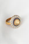 Buy_Osvag India_Gold Plated Diamonds Geometric Stone Embellished Ring _at_Aza_Fashions