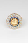 Shop_Osvag India_Gold Plated Diamonds Geometric Stone Embellished Ring _at_Aza_Fashions