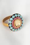 Buy_Osvag India_Gold Plated Stones Geometric Embellished Ring _at_Aza_Fashions