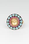 Shop_Osvag India_Gold Plated Stones Geometric Embellished Ring _at_Aza_Fashions
