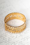 Osvag India_Gold Plated Diamonds, Cut Work Floral Motif Embellished Bangle _Online_at_Aza_Fashions