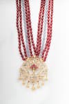 Shop_Osvag India_Gold Plated Polki Embellished Layered Necklace _at_Aza_Fashions