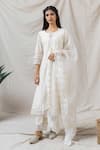 Buy_Naaz By Noor_White Cotton, Organza, Silk Chanderi Embroidered Kurta Set_at_Aza_Fashions
