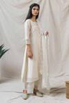 Shop_Naaz By Noor_White Cotton, Organza, Silk Chanderi Embroidered Kurta Set_at_Aza_Fashions