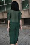 Shop_Somya Goyal_Green 100% Cupro Lining - 100% Viscose V Neck Sheer Back Dress_at_Aza_Fashions