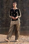 Buy_Soniya G_Black Silk Hand Embroidered Round Kurta And Palazzo Set _Online_at_Aza_Fashions