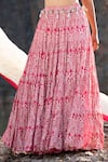 Buy_Soniya G_Pink Crepe Hand Embroidered Gota Patti Plunge Neck Stag Print Lehenga Set _Online_at_Aza_Fashions