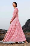 Buy_Soniya G_Pink Silk Hand Embroidered Gota Patti High Floral Print Anarkali With Clutch _Online_at_Aza_Fashions