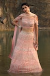 Buy_Soniya G_Pink Silk Hand Embroidered Mirror Work Square Neck Lehenga Set _at_Aza_Fashions