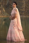 Buy_Soniya G_Pink Silk Hand Embroidered Mirror Work Square Neck Lehenga Set _Online_at_Aza_Fashions