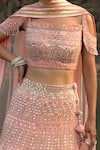 Soniya G_Pink Silk Hand Embroidered Mirror Work Square Neck Lehenga Set _at_Aza_Fashions