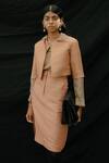 Buy_Somya Goyal_Peach 40 Cotton%), Linen Jacquard (60% Open Autumn Dusk Cropped Jacket_at_Aza_Fashions