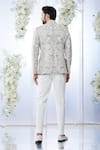 Shop_Seema Gujral_Grey Raw Silk Embroidered Sequin Work Bandhgala Set _at_Aza_Fashions