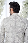 Buy_Seema Gujral_Grey Raw Silk Sequin Work Bandhgala Set_Online_at_Aza_Fashions