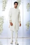 Buy_Seema Gujral_White Matka Silk Embroidered Dori Sherwani Set _at_Aza_Fashions