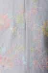 Seema Gujral_Grey Raw Silk Floral Applique Sherwani Set _at_Aza_Fashions