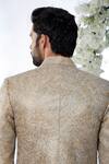 Shop_Seema Gujral_Gold Tissue Raw Silk Zari Work Sherwani Set_Online_at_Aza_Fashions