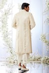 Shop_Seema Gujral_Beige Raw Silk Embroidered Gota Patti Work Sherwani Set _at_Aza_Fashions