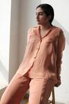Shop Somya Goyal Peach Super Organza Shirt Collar at Aza Fashions Shop_Somya Goyal_Peach Super Organza Shirt Collar _at_Aza_Fashions