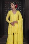 Buy_Soniya G_Yellow Georgette Lucknowi V Neck Sharara Set _Online_at_Aza_Fashions