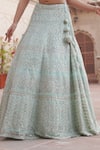 Shop_Soniya G_Blue Organza Embellished Mirror Work Round Lehenga Set _Online_at_Aza_Fashions