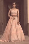 Shop_Soniya G_Pink Organza Embellished Mirror Work Sweetheart Neck Lehenga Set _at_Aza_Fashions