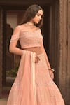 Shop_Soniya G_Pink Organza Embellished Mirror Work Sweetheart Neck Lehenga Set _Online_at_Aza_Fashions