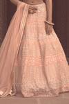 Soniya G_Pink Organza Embellished Mirror Work Sweetheart Neck Lehenga Set _at_Aza_Fashions