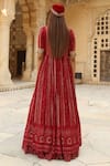 Shop_Soniya G_Red Lucknowi Chikankari Embroidery Square Neck Cape Lehenga Set _at_Aza_Fashions