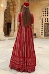 Buy_Soniya G_Red Lucknowi Chikankari Embroidery Square Neck Cape Lehenga Set _Online_at_Aza_Fashions