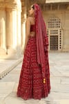 Shop_Soniya G_Red Lucknowi Chikankari Embroidery Square Neck Lehenga Set _at_Aza_Fashions