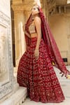 Buy_Soniya G_Red Lucknowi Chikankari Embroidery Square Neck Lehenga Set _Online_at_Aza_Fashions