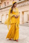 Buy_Soniya G_Yellow Lucknowi Chikankari Embroidery Round Kurta And Palazzo Set _at_Aza_Fashions