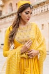 Shop_Soniya G_Yellow Lucknowi Chikankari Embroidery Round Kurta And Palazzo Set _Online_at_Aza_Fashions