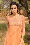 Shop_Surbhi Gupta_Peach Georgette Round Embroidered Kurta And Dhoti Pant Set  _at_Aza_Fashions