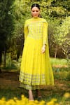 Buy_Surbhi Gupta_Yellow Georgette Round Embroidered Kurta And Palazzo Set  _at_Aza_Fashions
