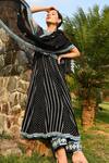 Shop_Surbhi Gupta_Black Georgette V Neck Embroidered Anarkali And Pant Set  _at_Aza_Fashions