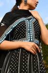Buy_Surbhi Gupta_Black Georgette V Neck Embroidered Anarkali And Pant Set  _Online_at_Aza_Fashions