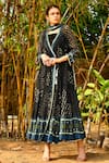 Buy_Surbhi Gupta_Black Georgette V Neck Embroidered Angrakha And Palazzo Set  _at_Aza_Fashions