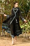 Shop_Surbhi Gupta_Black Georgette V Neck Embroidered Angrakha And Palazzo Set  _at_Aza_Fashions