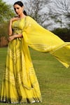 Buy_Surbhi Gupta_Yellow Georgette, Cotton Silk Round Embroidered Lehenga Set _at_Aza_Fashions