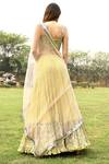 Shop_Surbhi Gupta_Yellow Net, Georgette, Cotton Silk V Neck Embroidered Lehenga Set _at_Aza_Fashions