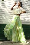 Buy_Surbhi Gupta_Green Georgette Tie-dye Pant Set  _at_Aza_Fashions