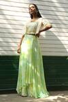 Shop_Surbhi Gupta_Green Georgette Tie-dye Pant Set  _at_Aza_Fashions