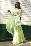 Buy_Surbhi Gupta_Green Georgette Tie-dye Pant Set  _Online_at_Aza_Fashions