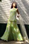 Shop_Surbhi Gupta_Green Georgette Tie-dye Kurta Sharara Set_at_Aza_Fashions