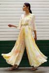 Buy_Surbhi Gupta_White Georgette Tie-dye Jumpsuit  _at_Aza_Fashions