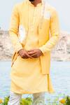 Soniya G_Yellow Silk Embroidered Zari Work Bandhani Jacket Kurta Set _at_Aza_Fashions