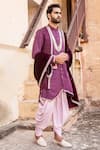 Soniya G_Purple Silk Kurta Set And Bundi With Stole _Online_at_Aza_Fashions