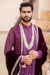 Buy_Soniya G_Purple Silk Kurta Set And Bundi With Stole _Online_at_Aza_Fashions